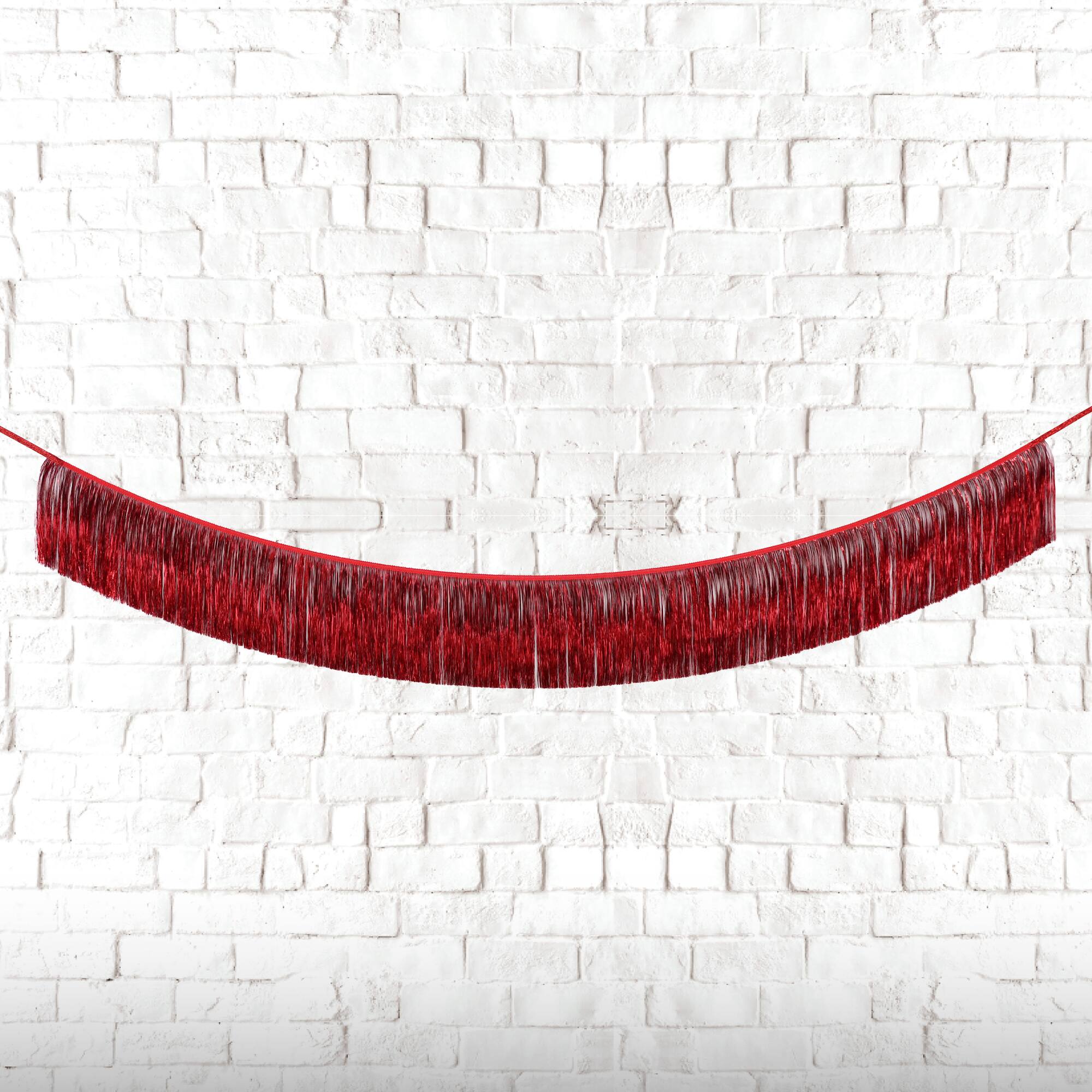 6ft. Red Fringe Table Skirt by Celebrate It™
